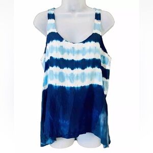 Anthropologie Ben & Lucia Blue Aurora Silk Cotton Boho Tie-dye Tank Size S Beach